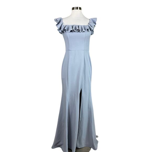 Xscape Dresses & Skirts - XSCAPE Off the Shoulder Ruffled A-Line Evening Gown Sky Blue Size 4 Dress